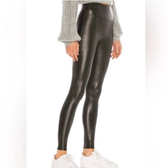 SPANX Black Faux Leather Leggings Size XL - Picture 2 of 10